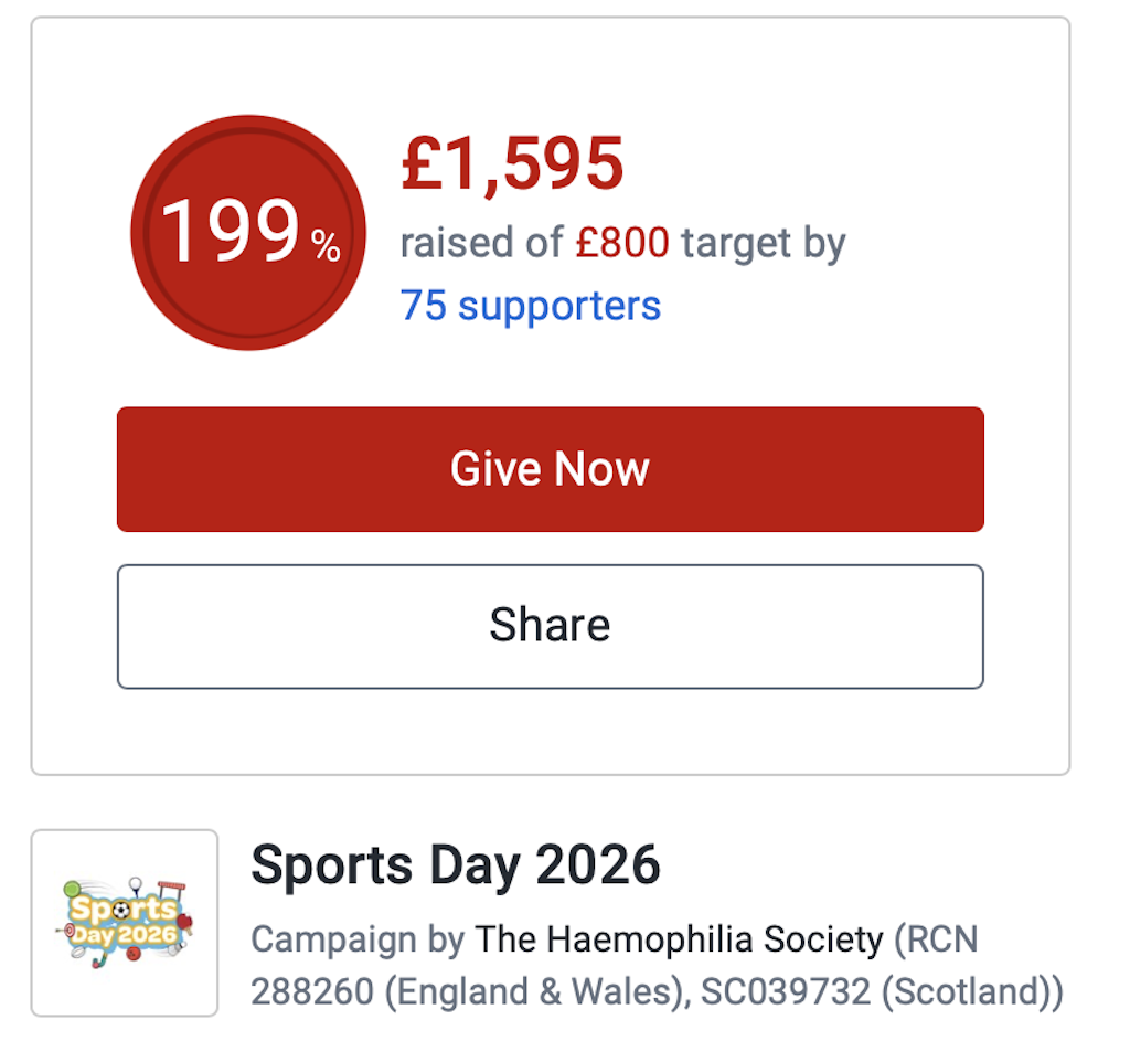 Picture of the £1,595 The haemophilia Society