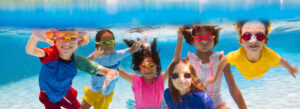 September Swimming lessons are back, Children having a party